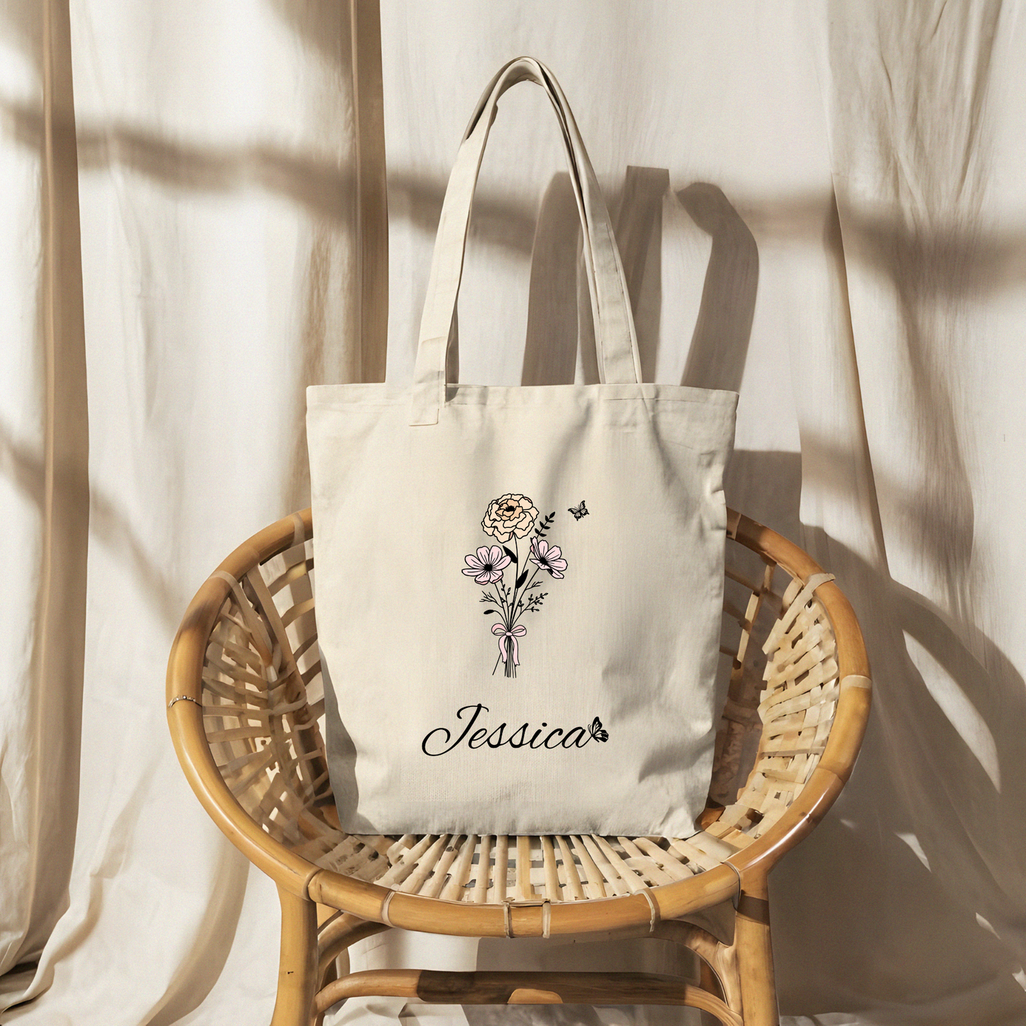 Birth Month Flower Canvas Bag