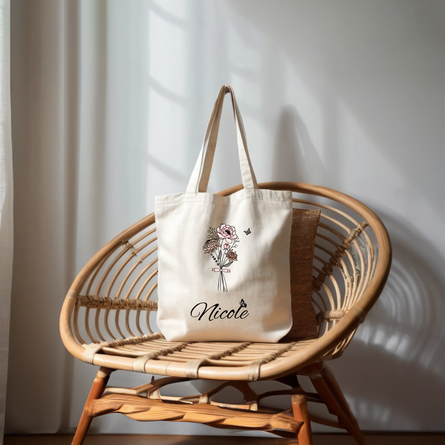 Birth Month Flower Canvas Bag