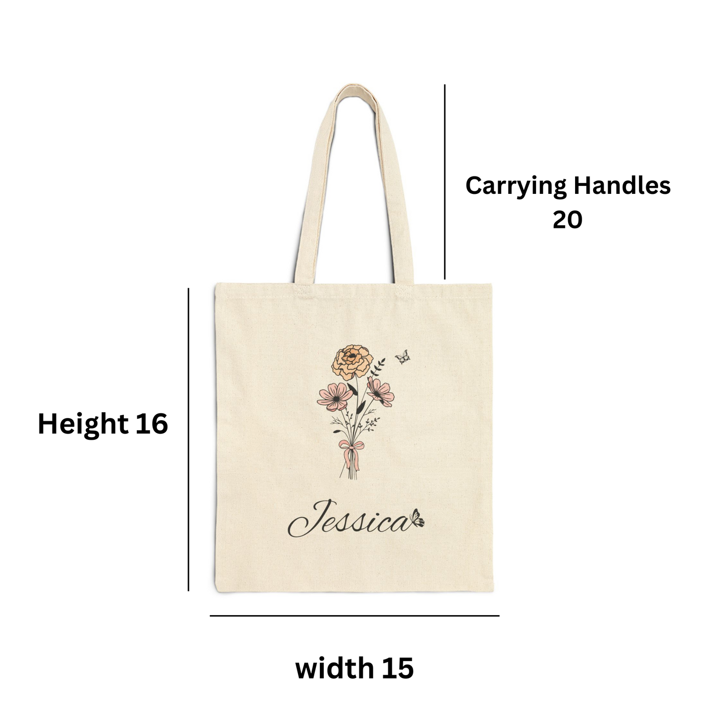 Birth Month Flower Canvas Bag