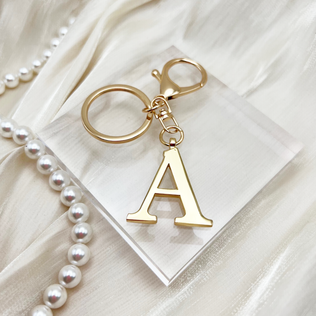 Gold Letter Initial Keychain