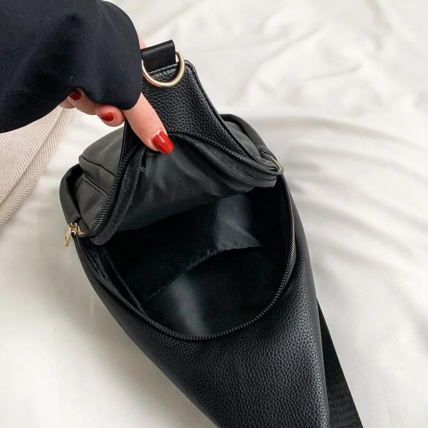Minimalist Leather Sling Bag Vegan Leather