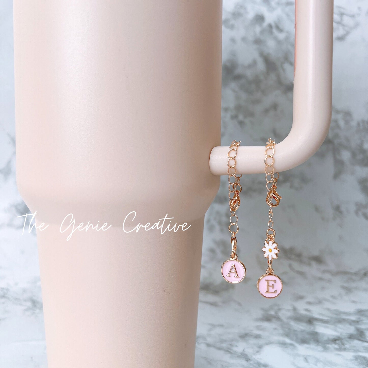 Pink Initial Tumbler Cup Charm